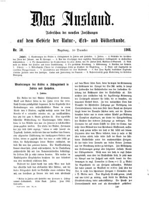 Das Ausland Donnerstag 10. Dezember 1868