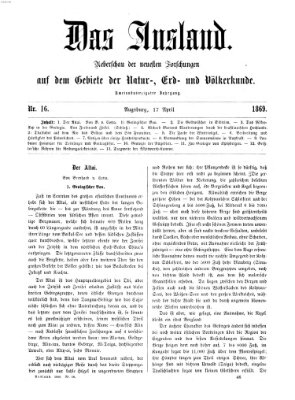 Das Ausland Samstag 17. April 1869