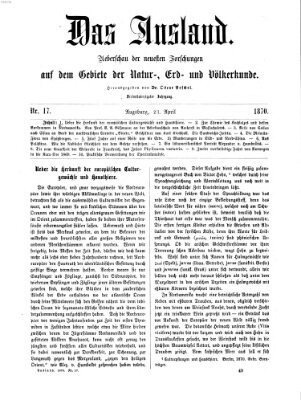 Das Ausland Samstag 23. April 1870