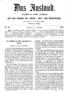 Das Ausland Samstag 17. September 1870