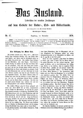 Das Ausland Samstag 19. November 1870