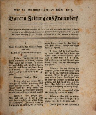 Bauern-Zeitung aus Frauendorf Samstag 27. März 1819