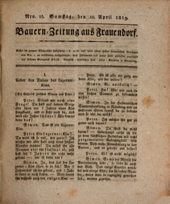 Bauern-Zeitung aus Frauendorf Samstag 10. April 1819