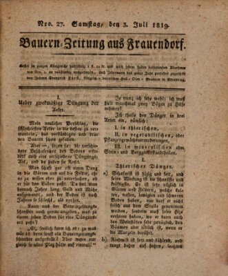 Bauern-Zeitung aus Frauendorf Samstag 3. Juli 1819