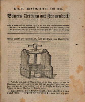 Bauern-Zeitung aus Frauendorf Samstag 31. Juli 1819