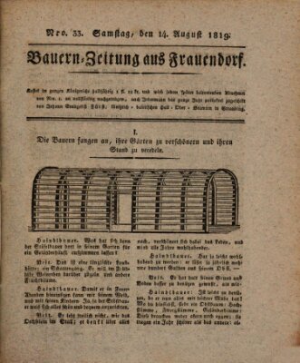 Bauern-Zeitung aus Frauendorf Samstag 14. August 1819