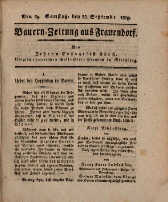 Bauern-Zeitung aus Frauendorf Samstag 25. September 1819