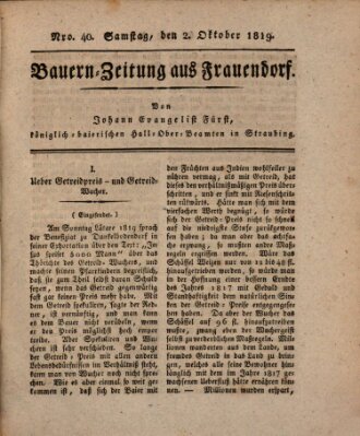 Bauern-Zeitung aus Frauendorf Samstag 2. Oktober 1819