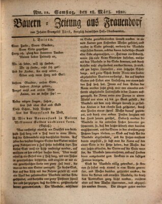 Bauern-Zeitung aus Frauendorf Samstag 18. März 1820