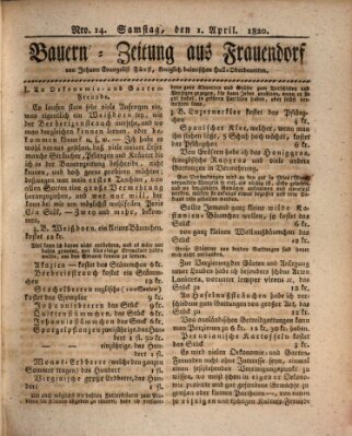 Bauern-Zeitung aus Frauendorf Samstag 1. April 1820