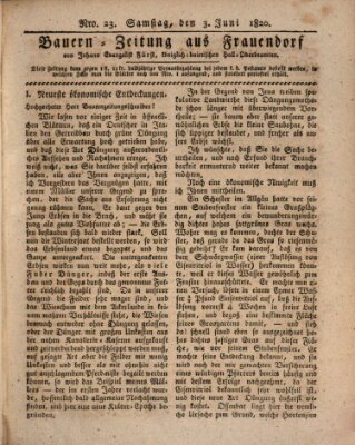 Bauern-Zeitung aus Frauendorf Samstag 3. Juni 1820