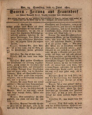 Bauern-Zeitung aus Frauendorf Samstag 17. Juni 1820