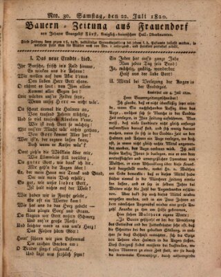 Bauern-Zeitung aus Frauendorf Samstag 22. Juli 1820