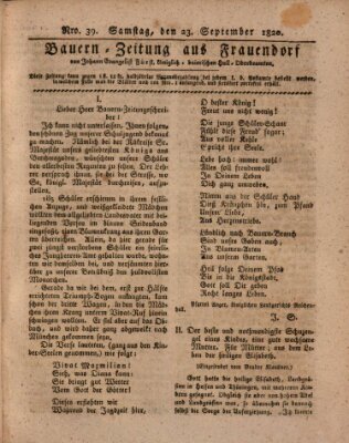 Bauern-Zeitung aus Frauendorf Samstag 23. September 1820