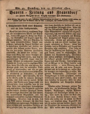 Bauern-Zeitung aus Frauendorf Samstag 14. Oktober 1820