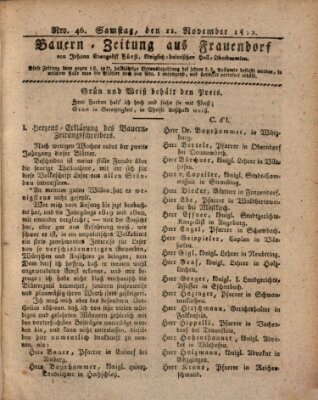 Bauern-Zeitung aus Frauendorf Samstag 11. November 1820