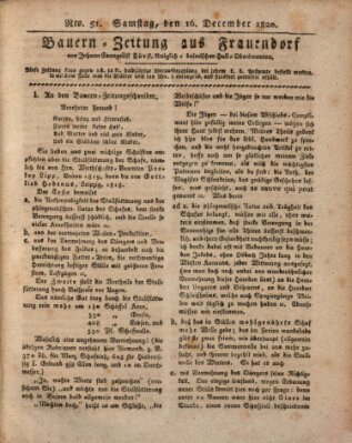 Bauern-Zeitung aus Frauendorf Samstag 16. Dezember 1820