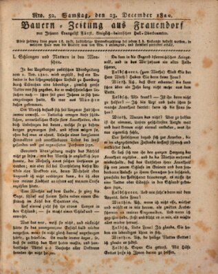 Bauern-Zeitung aus Frauendorf Samstag 23. Dezember 1820