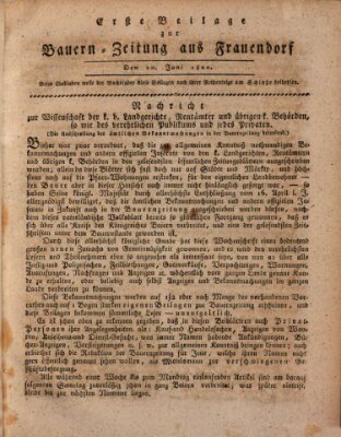 Bauern-Zeitung aus Frauendorf Samstag 10. Juni 1820