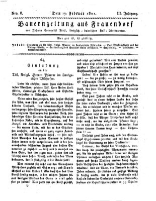 Bauern-Zeitung aus Frauendorf Montag 19. Februar 1821