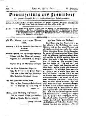 Bauern-Zeitung aus Frauendorf Montag 26. März 1821