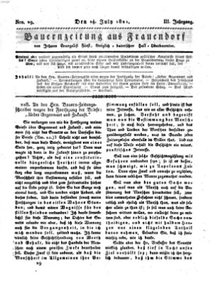 Bauern-Zeitung aus Frauendorf Samstag 14. Juli 1821