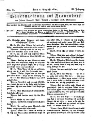 Bauern-Zeitung aus Frauendorf Samstag 4. August 1821