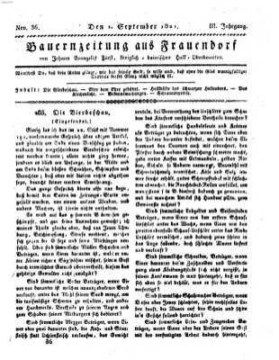 Bauern-Zeitung aus Frauendorf Samstag 1. September 1821