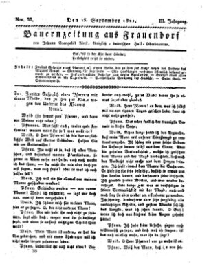 Bauern-Zeitung aus Frauendorf Samstag 15. September 1821