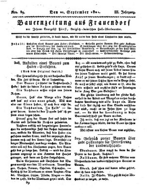 Bauern-Zeitung aus Frauendorf Samstag 22. September 1821