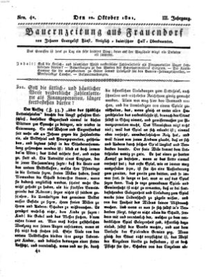 Bauern-Zeitung aus Frauendorf Samstag 13. Oktober 1821