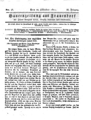 Bauern-Zeitung aus Frauendorf Samstag 20. Oktober 1821