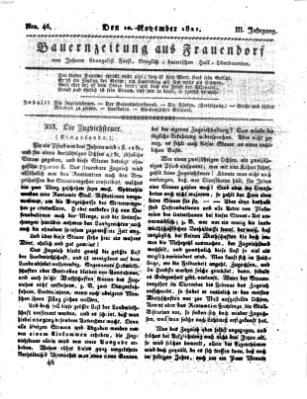 Bauern-Zeitung aus Frauendorf Samstag 10. November 1821