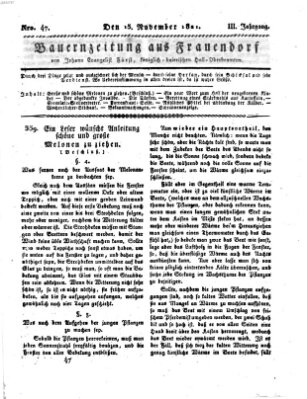 Bauern-Zeitung aus Frauendorf Donnerstag 15. November 1821