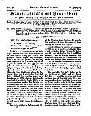 Bauern-Zeitung aus Frauendorf Samstag 24. November 1821