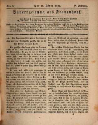 Bauern-Zeitung aus Frauendorf Samstag 12. Januar 1822