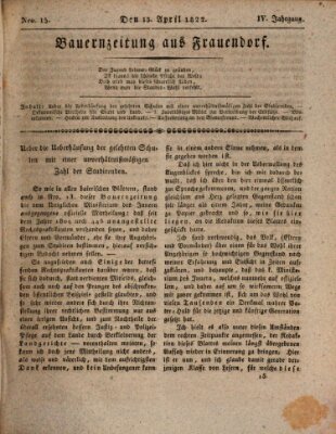 Bauern-Zeitung aus Frauendorf Samstag 13. April 1822