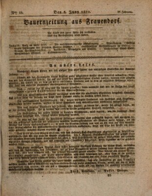 Bauern-Zeitung aus Frauendorf Samstag 8. Juni 1822