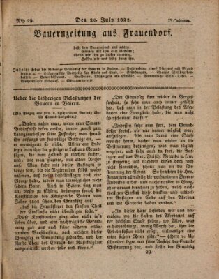 Bauern-Zeitung aus Frauendorf Samstag 20. Juli 1822