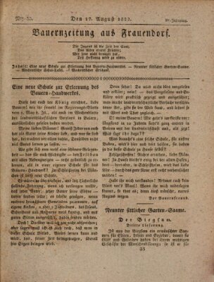 Bauern-Zeitung aus Frauendorf Samstag 17. August 1822