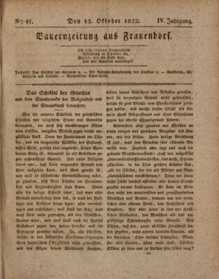 Bauern-Zeitung aus Frauendorf Samstag 12. Oktober 1822