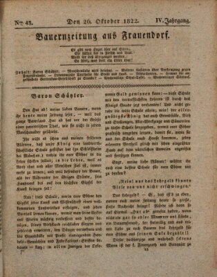 Bauern-Zeitung aus Frauendorf Samstag 26. Oktober 1822