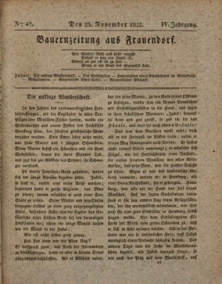 Bauern-Zeitung aus Frauendorf Samstag 23. November 1822