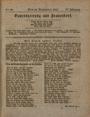 Bauern-Zeitung aus Frauendorf Samstag 30. November 1822