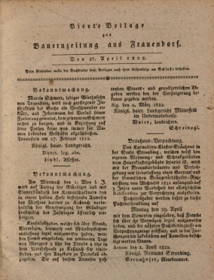 Bauern-Zeitung aus Frauendorf Samstag 27. April 1822