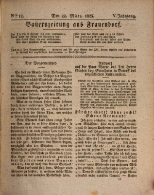 Bauern-Zeitung aus Frauendorf Samstag 22. März 1823