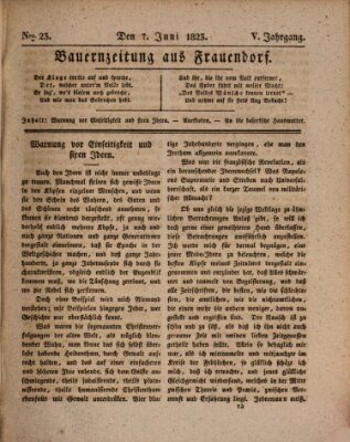 Bauern-Zeitung aus Frauendorf Samstag 7. Juni 1823