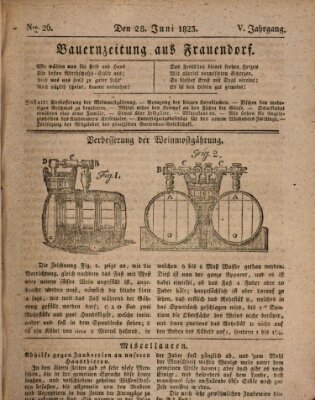 Bauern-Zeitung aus Frauendorf Samstag 28. Juni 1823