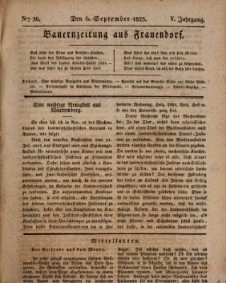 Bauern-Zeitung aus Frauendorf Samstag 6. September 1823