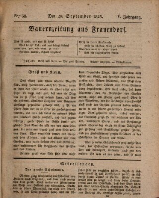 Bauern-Zeitung aus Frauendorf Samstag 20. September 1823